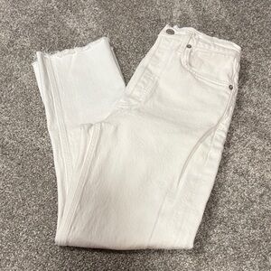 Agolde White Buttonfly Ankle Jeans